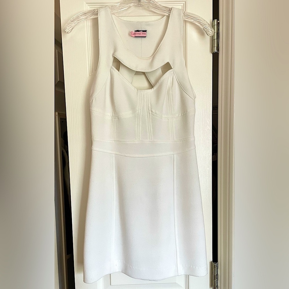 Sparkle & Fade Cutout Dress Size 4 White/Cream